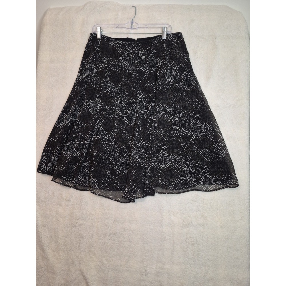 GEOFFREY BEENE SPORT BLACK BROWN-CREAM DOTS LINED SKIRT SIZE 10
